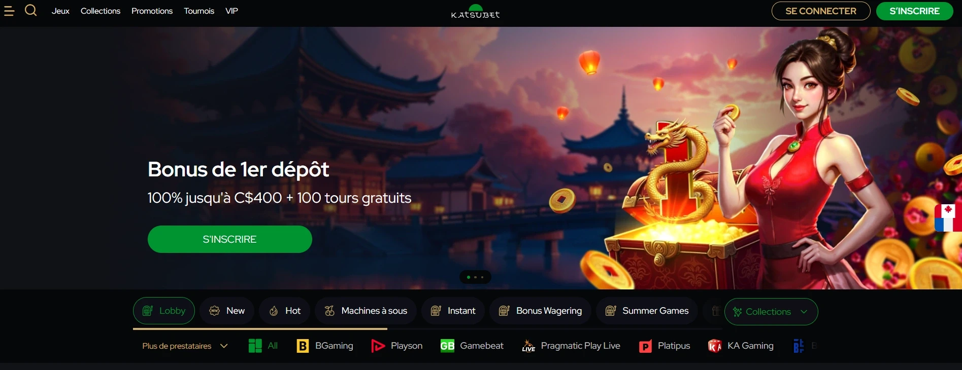 Image de la page d’accueil du casino en ligne Katsubet