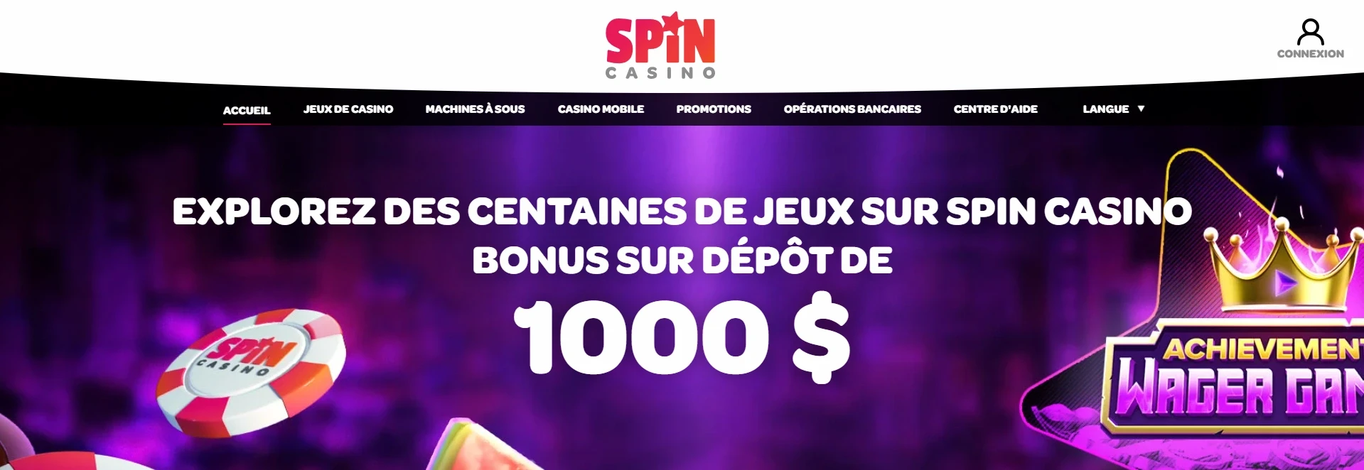 Image de la page d’accueil du casino en ligne Spin